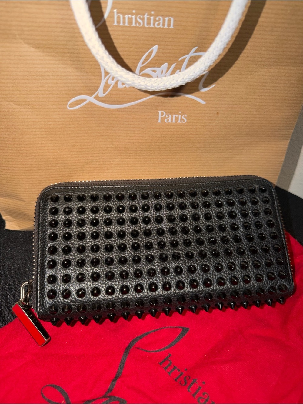 Christian Louboutin Black Spiked Zip-Around Wallet